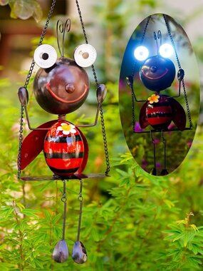 Solar Ladybug Garden Decor - Waterproof Hanging Lights for Patio, Balcony & Yard